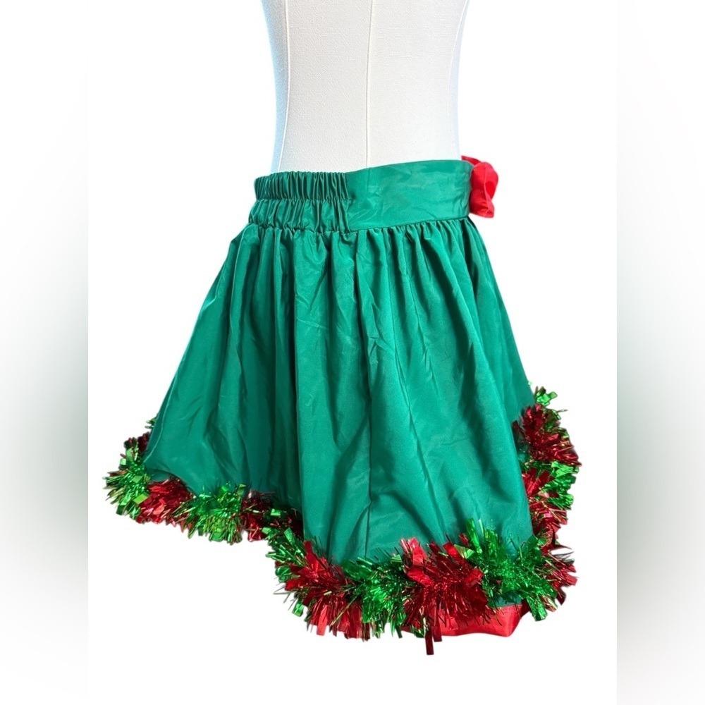 Festive Green & Red A-Line Holiday Mini Skirt - Picture 4 of 8